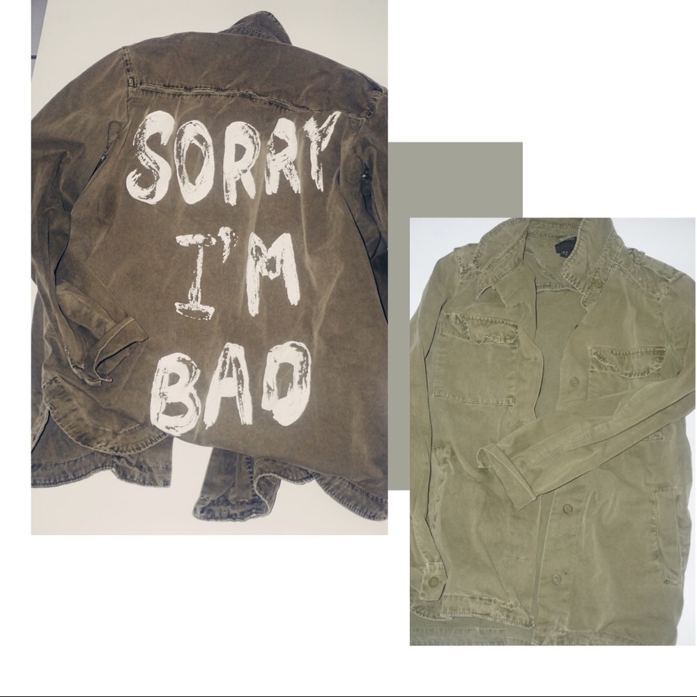 Painted army green jacket sz M